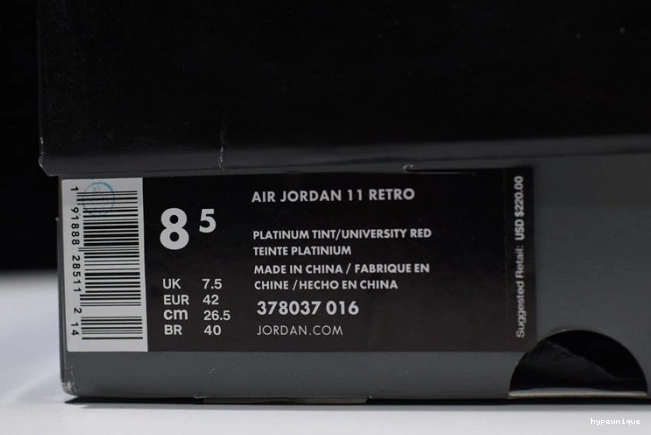 HYPE 378037-016 Retro Air Tint 11 Platinum Jordan 0728